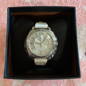 Coach Boyfriend Signature Silver Dial Women’s Watch. New in original box.